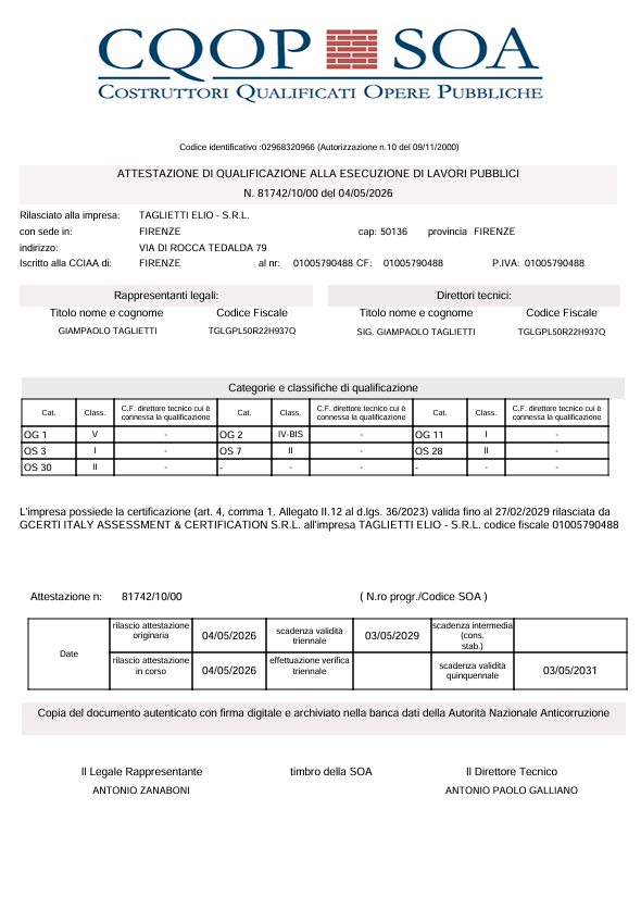 Certificazione SOA